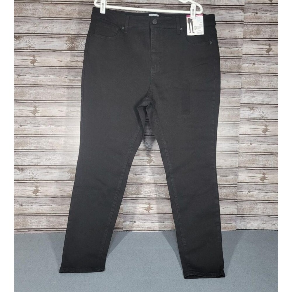 Womens Time And Tru Size 18 High Rise Skinny Stretch Black Jeans NEW